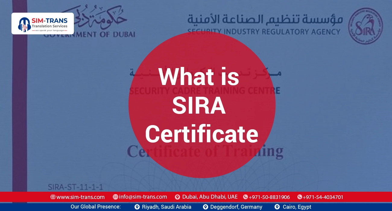 What is SIRA Certificate?